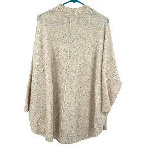 Loft Size Large Sweater Cream Speckled Oversized Batwing Pullover Fuzzy Knit NWT thumbnail 3