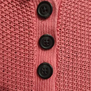 American‎ Eagle Womens Waffle Knit Henley Top Size M Pink Coral Button Front thumbnail 3