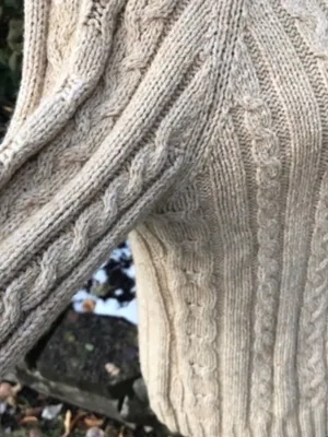 Fisherman's Sweater Cardigan Cotton Wool Size S Chunky Cropped thumbnail 3