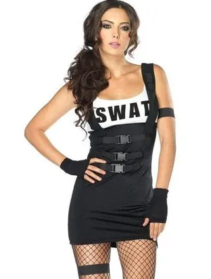 Leg Avenue Spirit Halloween Women's Halloween Costume SWAT Officer, S/M, New Without Tag thumbnail 1
