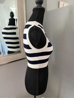 Zara striped sleeveless knit nautical costal chic crop top size small. thumbnail 5