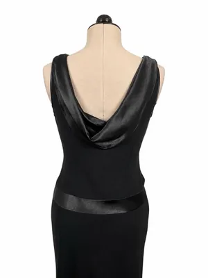 Liz Claiborne VTG Liz Taylor Black Sleeveless Midi Dress 10 Cowl Drape Back Cocktail Formal thumbnail 5