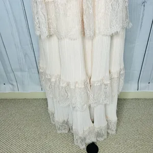 NWT Just Me Women's Pink Lace Ruffle Tiered Boho Sleeveless Pleated Dress Size M thumbnail 4