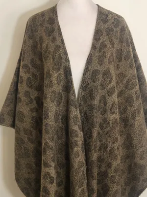 Woolrich Green Leopard Print Oversized Blanket Wrap One Size thumbnail 3