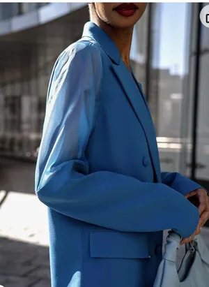 Women's Blue Sapphire Double Breasted Blazer by @signedblake thumbnail 3