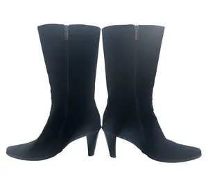 Aquatalia Black Suede Mid Calf Heeled Boots Size 8.5 Waterproof thumbnail 1