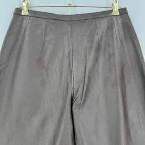 MixIt Vintage Brown Genuine Leather Pants Women 12 High Rise Straight Leg 90s thumbnail 4