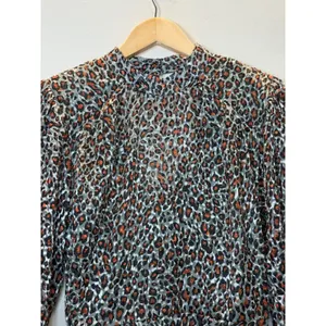 Scotch & Soda Leopard Print Mini Dress Women 34 Multicolor Mock Neck Sheer Party thumbnail 6