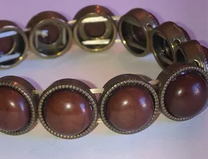 Vintage Brass Chunky Beaded Boho Stretchy Bracelet thumbnail 4