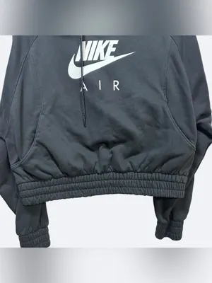 Nike Air Women’s Cropped Hoodie Black Pullover Sweatshirt Logo Pocket Size M thumbnail 4