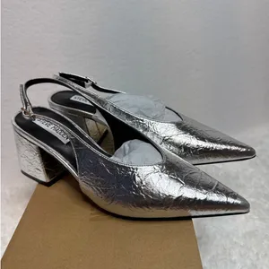 NWT Steve Madden Faryn Slingback Pumps silver size 6.5 thumbnail 4