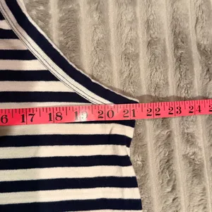 Loft Womens Navy Blue White Striped Sleeveless Tank Top Crew Neck Cotton XL thumbnail 4