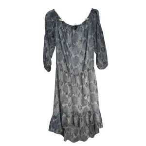 White House Black Market Off Shoulder Tiered‎ Ruffle Print Dress M thumbnail 3