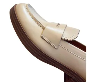 Like New Lucky Brand Leather Floriss Loafers Cream Size 7 thumbnail 7