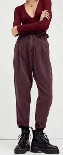 Free People Panther Corduroy Paperbag Pants Purple High‎ Rise Tapered XS thumbnail 1