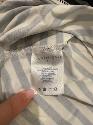 Lands' End Black and White Striped Halter Tankini Top thumbnail 3