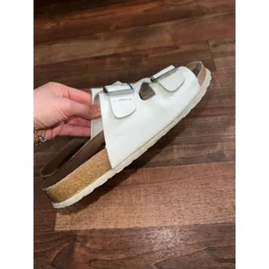 Cushionare White Double-Buckle Cork Footbed Slides thumbnail 3