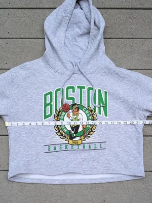 NBA Boston Celtics Grey Cropped Hoodie thumbnail 9