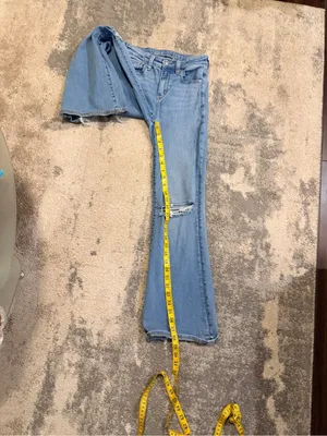 American Eagle Outfitters Light Wash Distressed Flare Jeans thumbnail 7