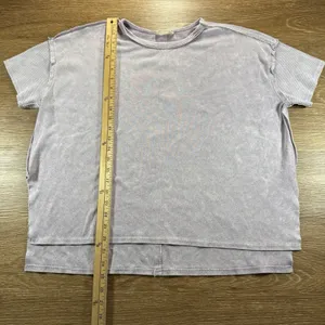 Altar'd State Women's S Washed Lavender Oversized High Low Top Short Sleeve thumbnail 5