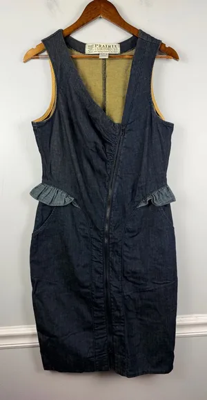 Prairie underground steampunk denim peplum knee length dress size medium thumbnail 1