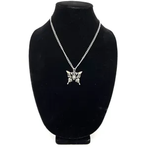 Butterfly Pendant Necklace Silver Tone Cyber Y2K Goth Alt Festival Fairy McBling thumbnail 10