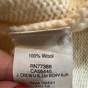 J.‎ Crew 100% Wool Sweater 3/4 Sleeve Stripe Trim XS Cream Gray Preppy Academia thumbnail 8