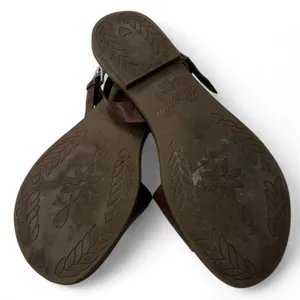 Brighton Asbury Vacchetta Sandals 6 Women's Leather Artisan Slingback Flat thumbnail 4