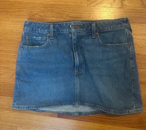 Abercrombie mid rise curve love denim skirt thumbnail 1