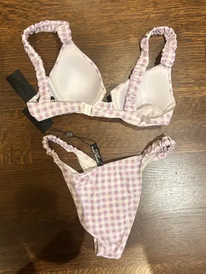 Lavender Gingham Bikini Set Purple thumbnail 2