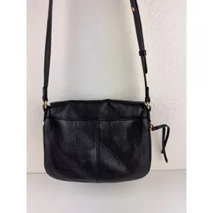 Vince Camuto Black Leather Crossbody Bag Flap Zipper Pocket‎ Adjustable Strap thumbnail 3