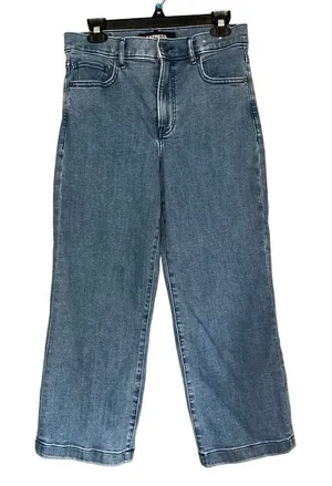 Express stretch‎ cropped wide leg high-rise jeans 8 thumbnail 1