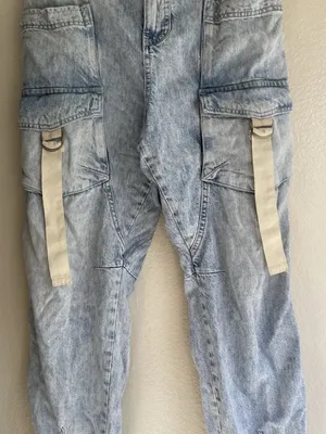 Free People We The Free Hazel Pull On Drop Waist Harem Cargo Pocket Jeans Sz Small thumbnail 15