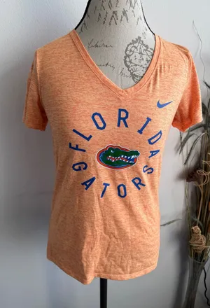 Nike Florida Gators Womens Dri-FIT V-Neck T-Shirt‎ Orange Space Dye Small thumbnail 1