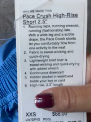 Lululemon Pace Crush High-Rise Short 2.5" Pool Party XXS thumbnail 4