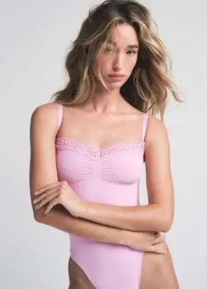 SKIMS Pink Lace Sculpting Bodysuit L thumbnail 1
