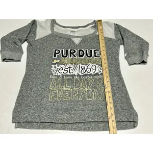 Russell Athletic Purdue Boilermakers Sweatshirt Womens Medium M Gray 3/4 Raglan Sleeve Scoop Neck thumbnail 5