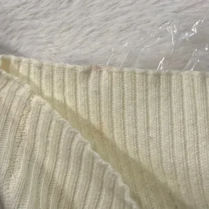 Aqua L Organic Cream‎ Ribbed Mock Neck Feather Cuff Sweater Glam Statement NWT thumbnail 7