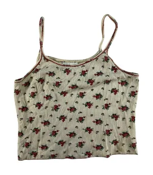 Vtg 90s Y2K Victoria Secret Sz S Cropped Tank Top‎ Babydoll Floral Waffle Knit thumbnail 1