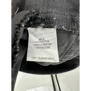 Veveret Womens Smocked Denim Shirt Jacket Puff Sleeve Washed‎ Black Small thumbnail 8