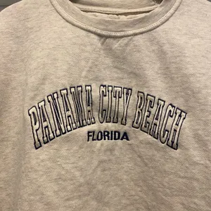 Panama City Beach Florida Beige Cream sweatshirt Size Large Vacation Cozy Crew thumbnail 2