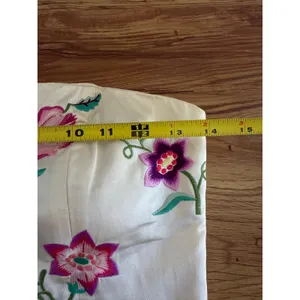Tibi Strapless Floral Embroidered Silk Dress Cream Small thumbnail 5