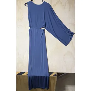 ZARA Women's Medium Blue Asymmetric One Sleeve Cutout Maxi Dress Knot Evening thumbnail 6