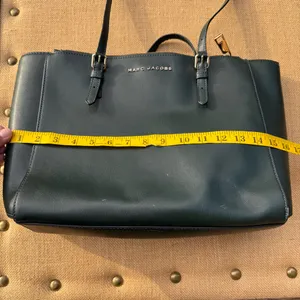 Marc Jacobs Commuter Tote Leather Shoulder Bag Forest Green Zip Work Laptop thumbnail 8