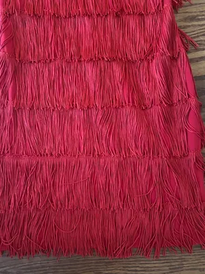 Vintage 90s Rare Roberta Red Fringe Flapper Mini Dress Size Small Cocktail thumbnail 6