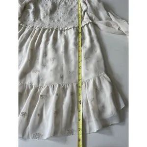 Aritzia Wilfred Tempest Smocked Chiffon Embroidered Mini Dress in Ivory Medium thumbnail 8