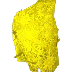 Marc New York Chartreuse 3D Floral Lace Crop Top M Tie Back Party Statement NWT thumbnail 3