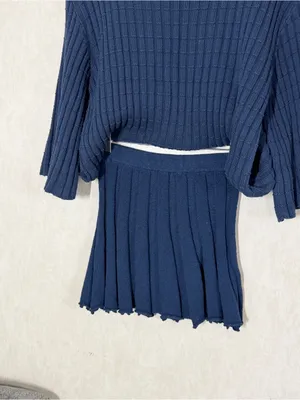 Free People Beach NWT Kenzie Sweater & Skirt Set in Darkest Night Navy S thumbnail 6