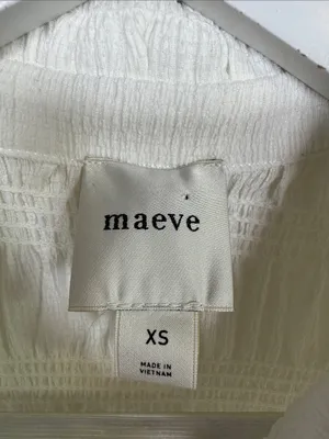 Anthropologie Maeve Smocked Button-Front Top in Ivory W2545 Sz XS thumbnail 7