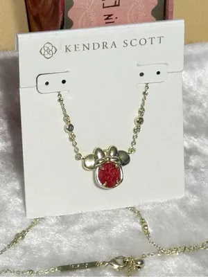 Disney / Kendra Scott Mickey Mouse Short Pendant Necklace- Bright Red Drusy thumbnail 2